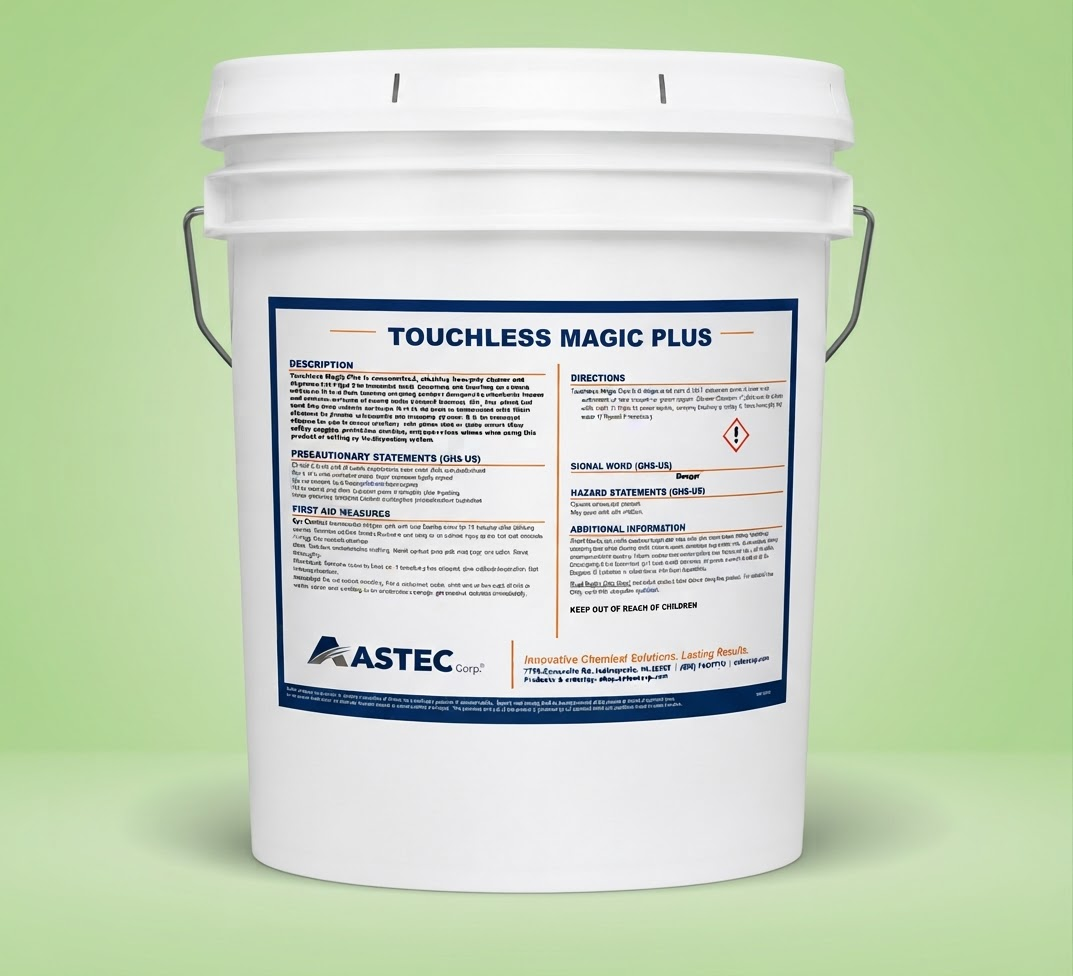 Astec Touchless Magic Plus heavy-duty equipment and fleet wash in 5-gallon pail