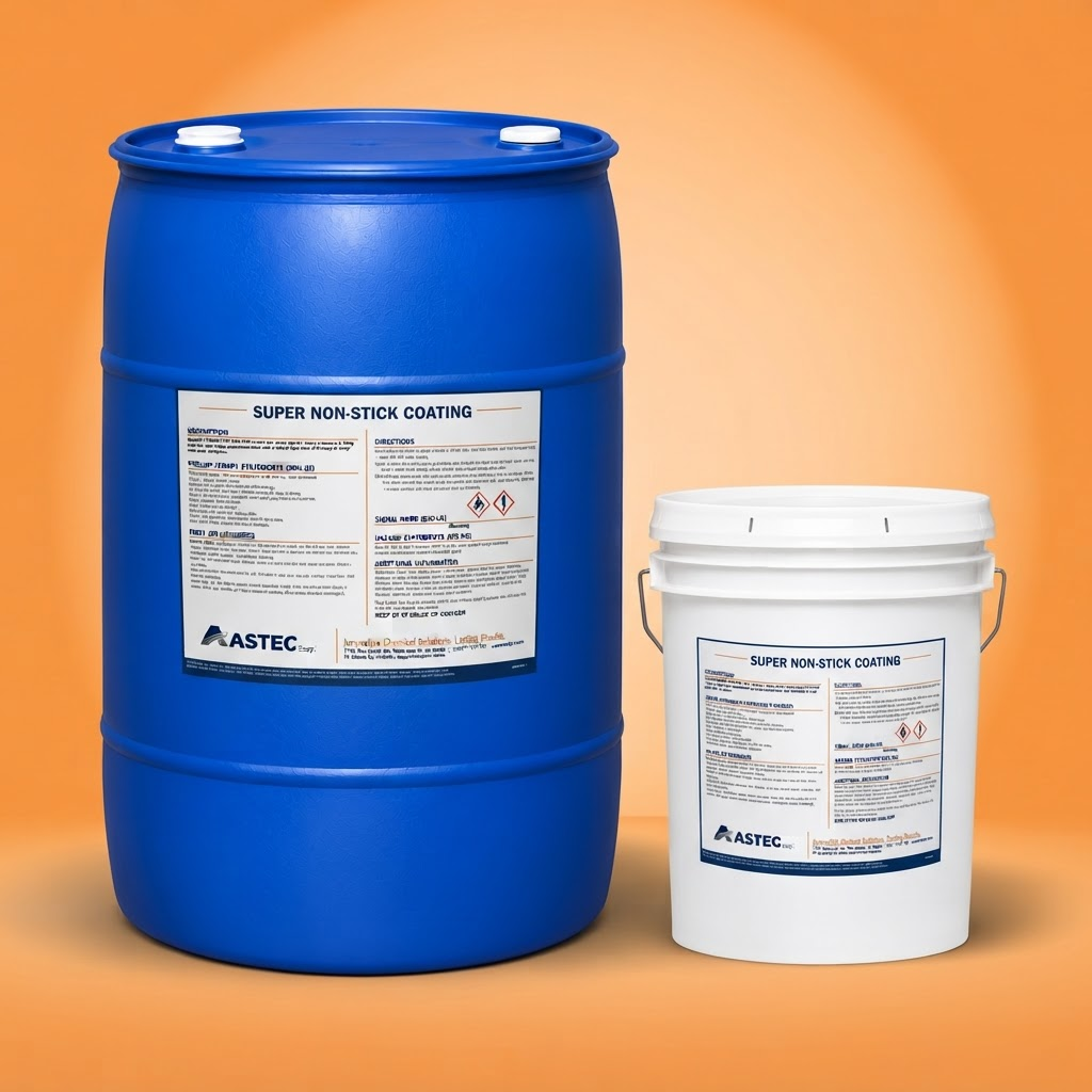 Astec Super Non-Stick Coating concrete equipment protectant and release coating in 5-gallon pail and 55-gallon drum