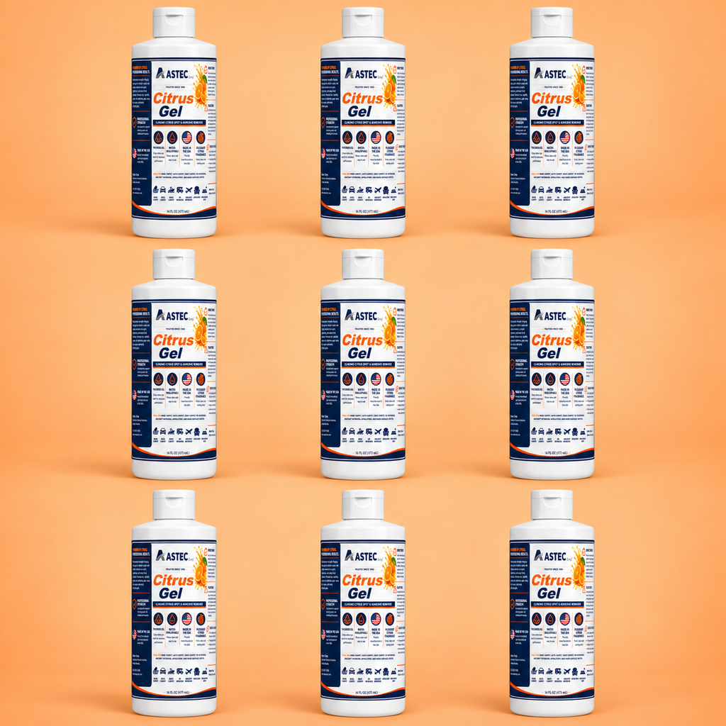 Case of 9 Astec Citrus Gel 16 oz carpet, upholstery and adhesive spot remover bottles