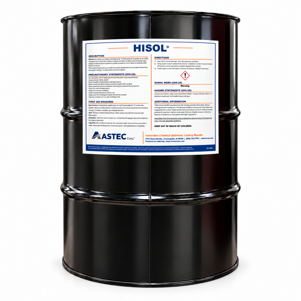 Astec HiSol® high-flash asphalt extraction solvent in 55-gallon drum