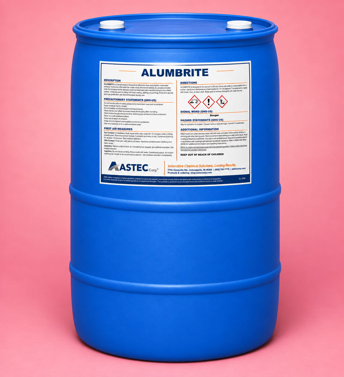 Astec Alumbrite aluminum brightener and metal cleaner in 55-gallon drum