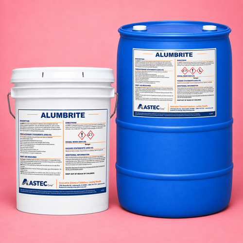 Astec Alumbrite aluminum brightener and metal cleaner in 5-gallon pail and 55-gallon drum