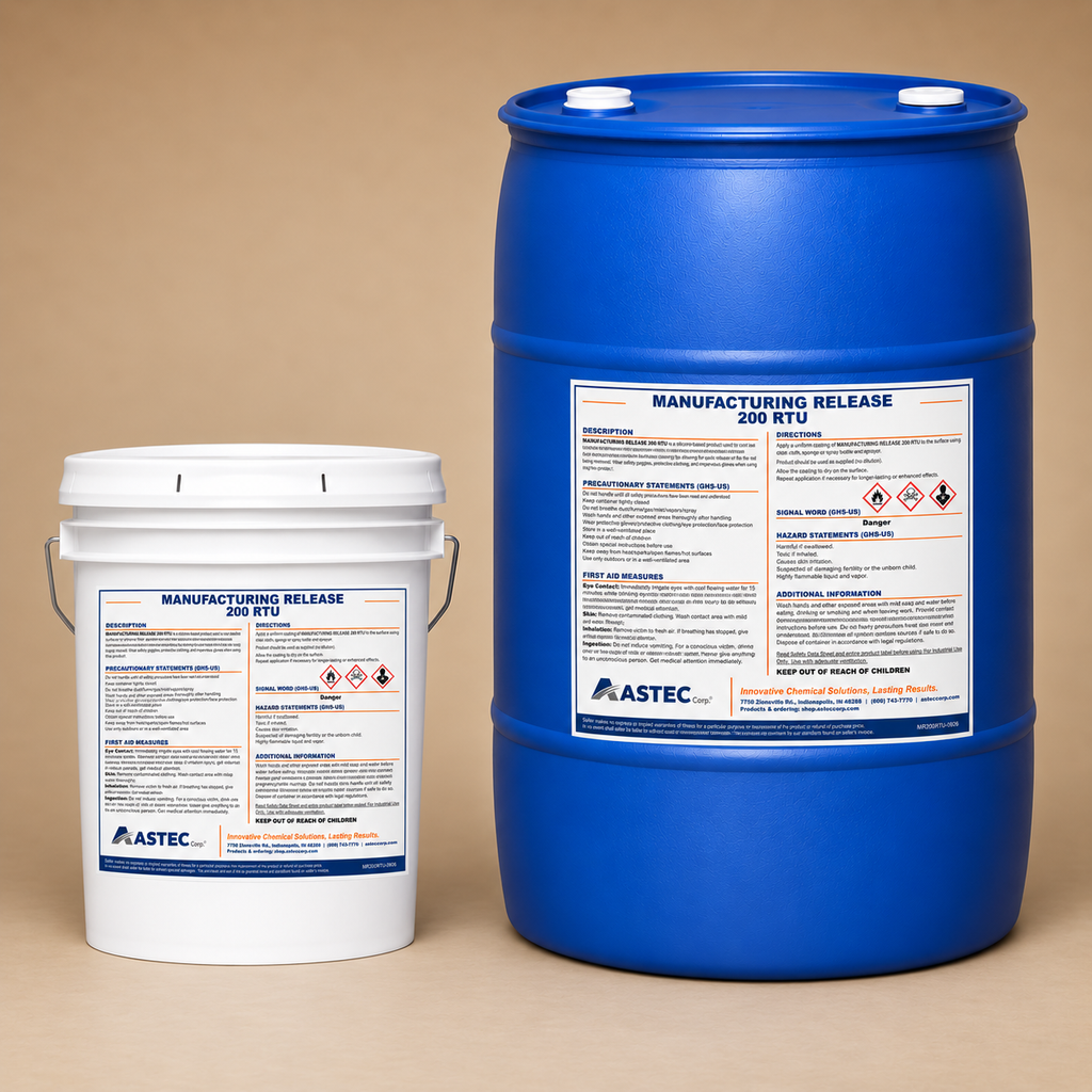 Astec Manufacturing Release 200 Ready to Use equipment release coating in 5-gallon pail and 55-gallon drum