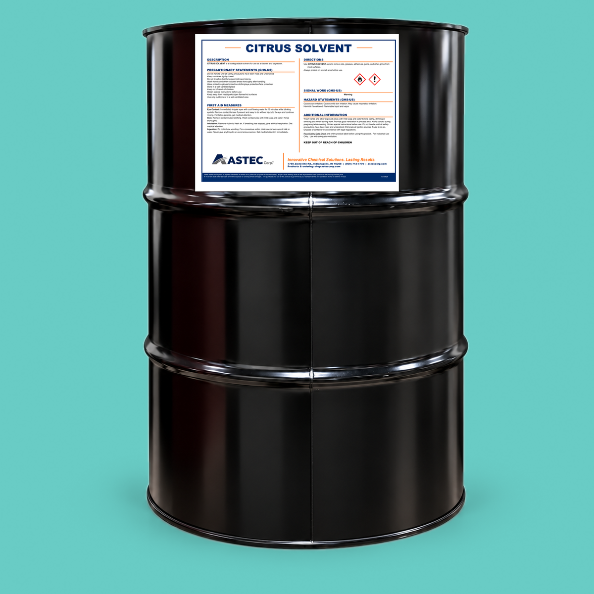Astec Citrus Solvent high-solvency citrus cleaner and degreaser in 55-gallon drum