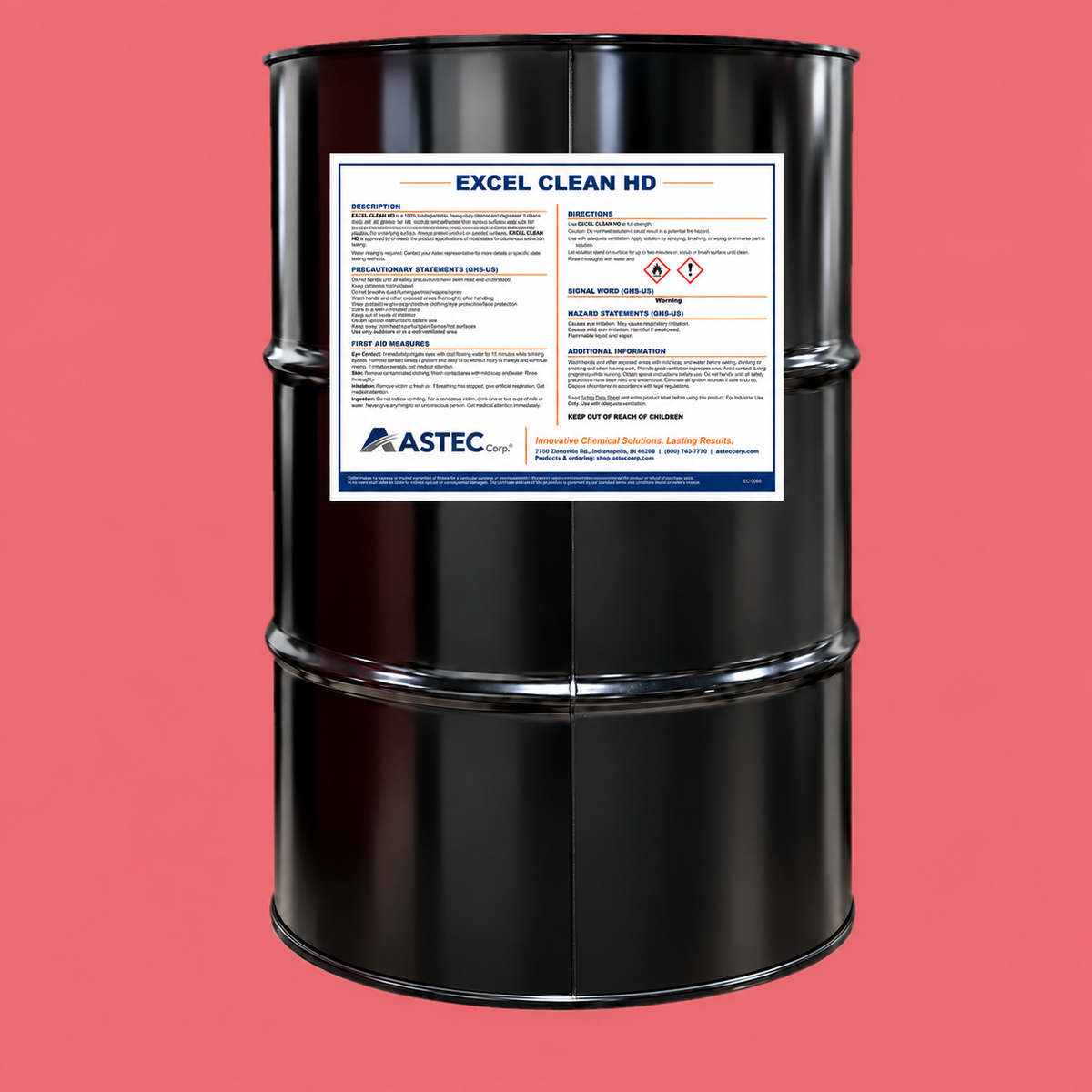 Astec Excel Clean HD asphalt extraction solvent in 55-gallon drum