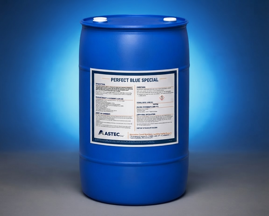 Astec Perfect Blue Special heavy-duty industrial cleaner and degreaser in 55-gallon drum