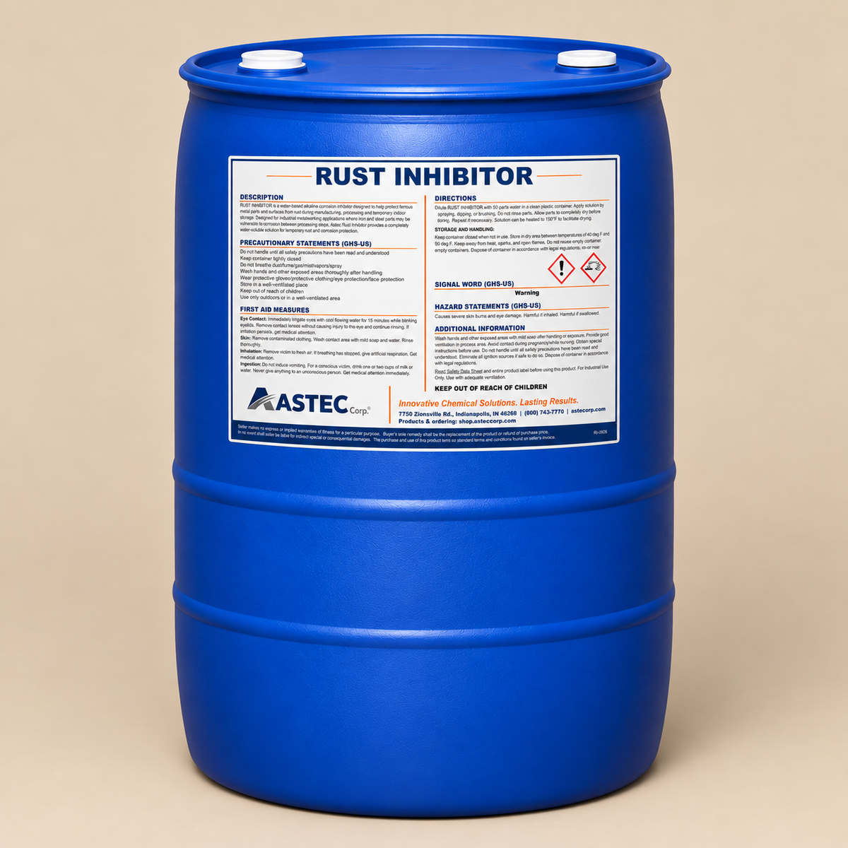 Astec Rust Inhibitor water-based corrosion protectant in 55-gallon drum