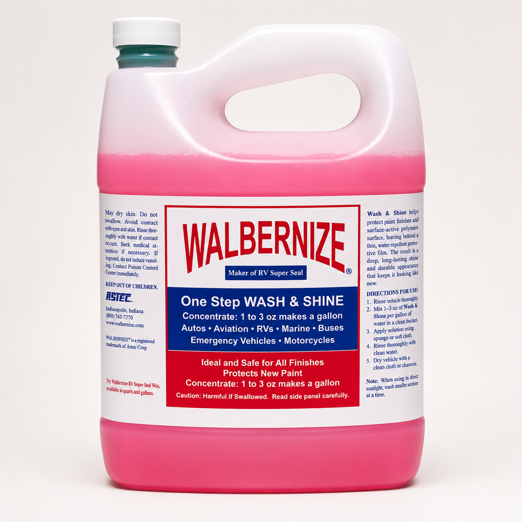 Walbernize One Step Wash & Shine 1/2 gallon bottle for RV, marine, auto and exterior surface cleaning