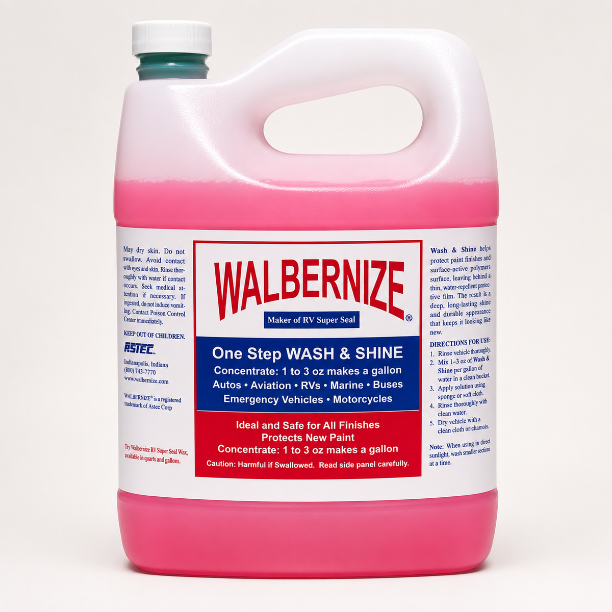 Walbernize One Step Wash & Shine 1/2 gallon bottle for RV, marine, auto and exterior surface cleaning