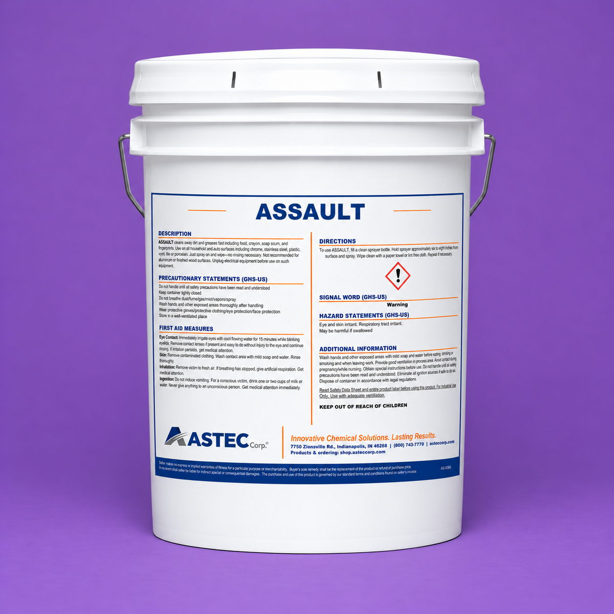 Astec Assault light-duty metal and equipment cleaner in 5-gallon pail