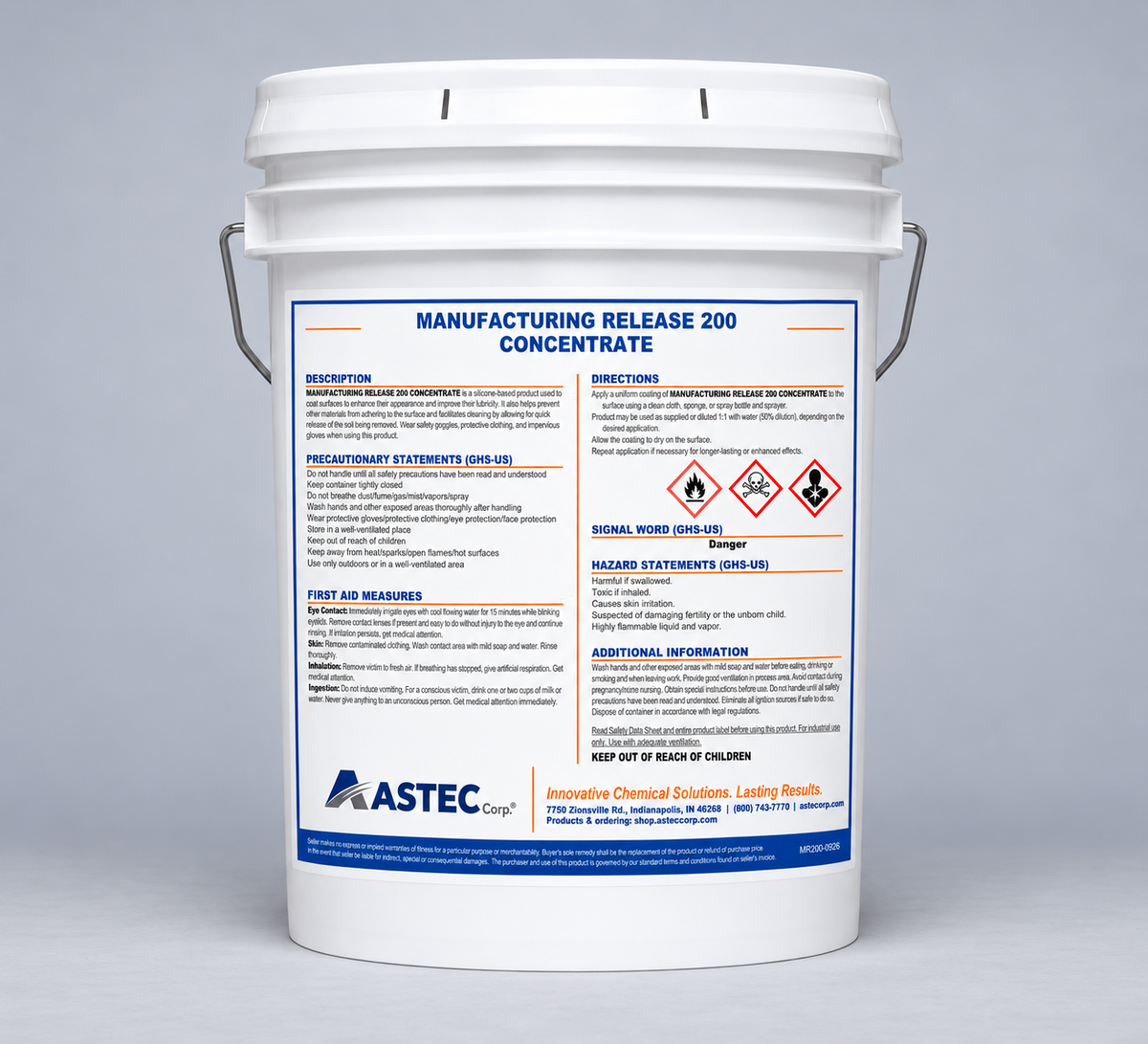 Astec Manufacturing Release 200 Concentrate equipment release coating in 5-gallon pail