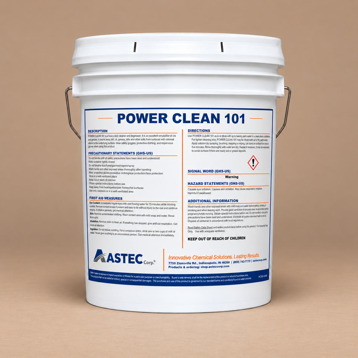 Astec Power Clean 101 heavy-duty alkaline cleaner and degreaser in 5-gallon pail