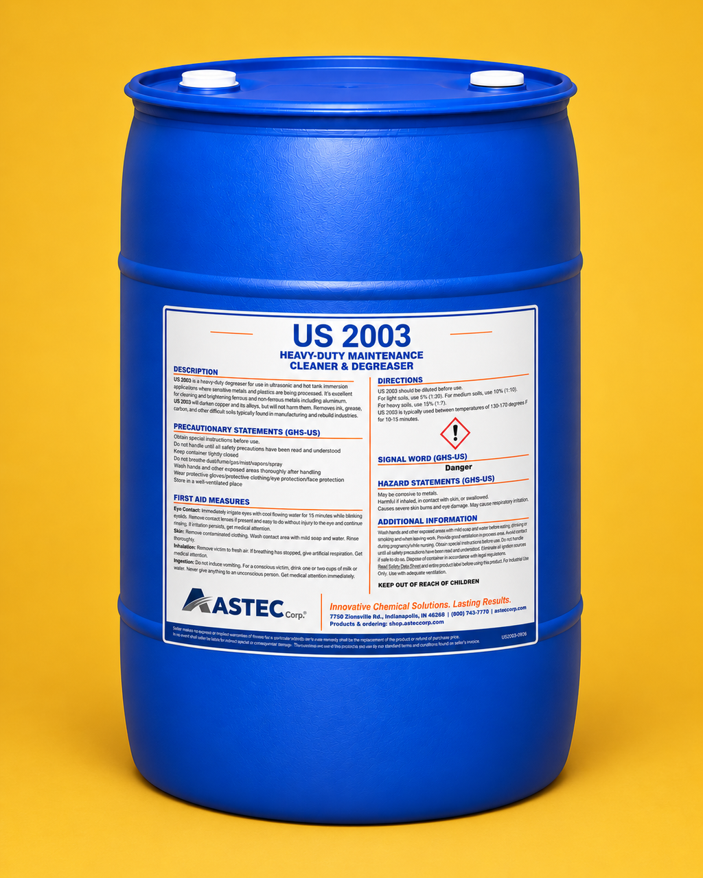 Astec US 2003 heavy-duty parts and metal cleaner and degreaser in 55-gallon drum